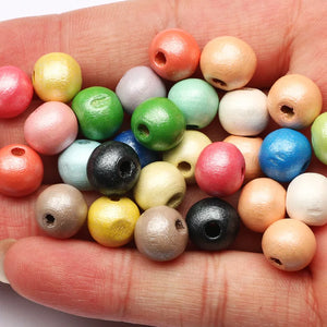 6-25mm Natural Wood Beads Mixed Loose Spacing Beads for Jewelry Making