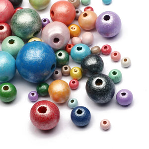 6-25mm Natural Wood Beads Mixed Loose Spacing Beads for Jewelry Making