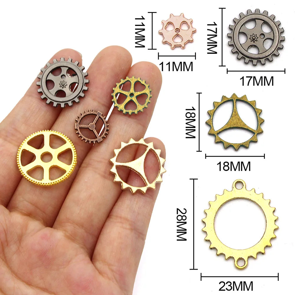 6-28mm Mix Gear Steampunk Charms Pendants Vintage Cogs Bracelets Accessories