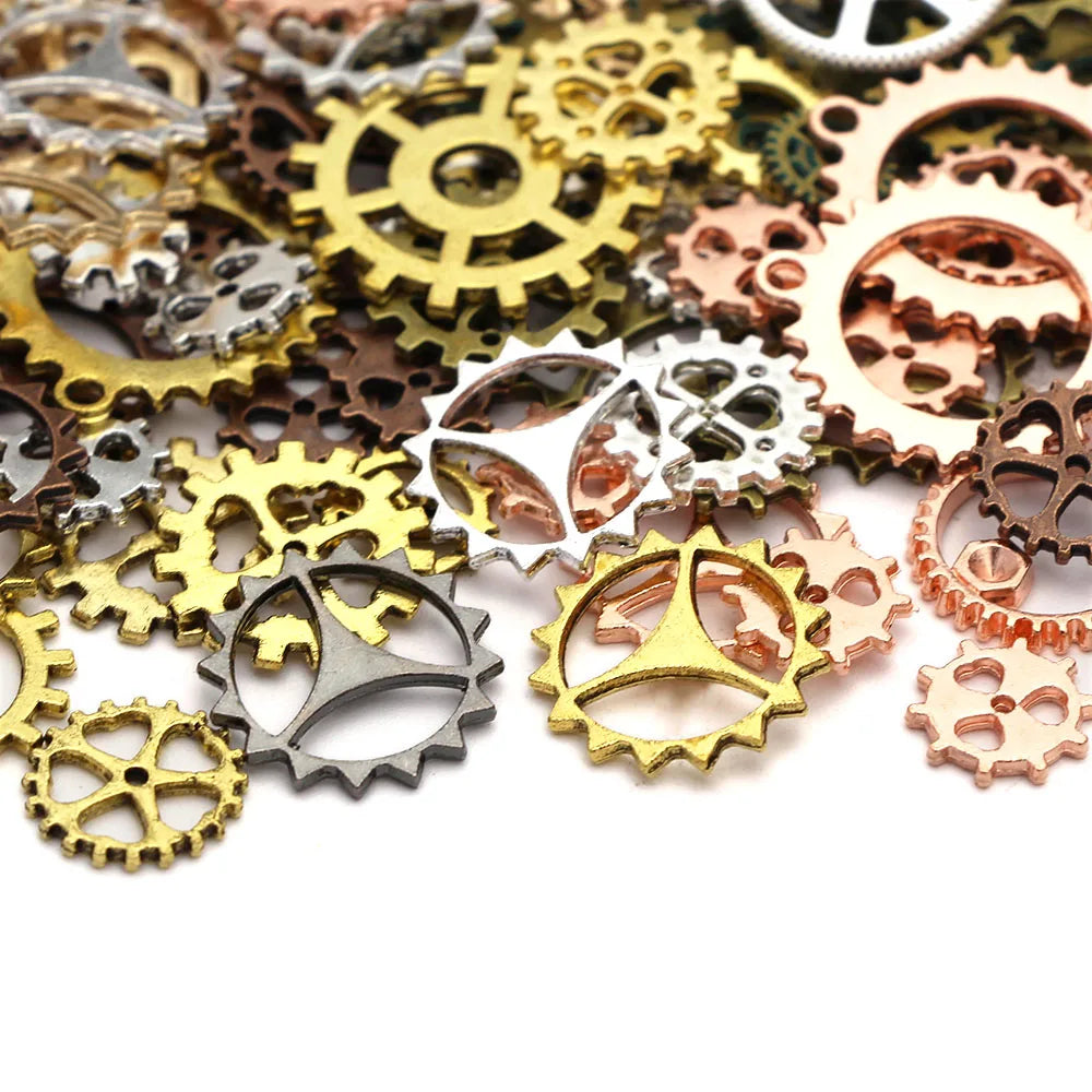 6-28mm Mix Gear Steampunk Charms Pendants Vintage Cogs Bracelets Accessories