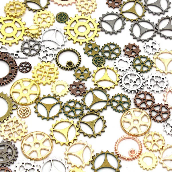 6-28mm Mix Gear Steampunk Charms Pendants Vintage Cogs Bracelets Accessories
