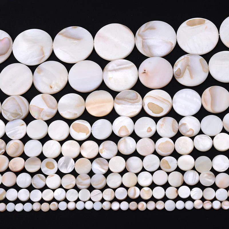 Natural Shell Beads Mother Of Pearl Round Loose Spacer Beads For Jewelry