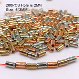 6*3mm Tube Beads Spacer CCB Beads Silver for Jewelry Making