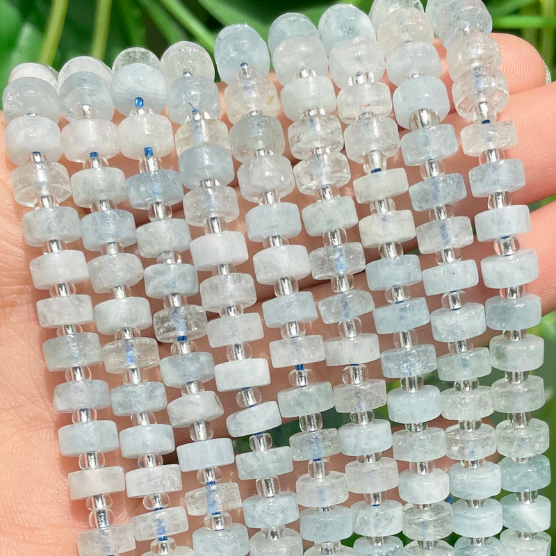 6*4mm Natural Aquamarine Spacer Beads for Jewelry Making