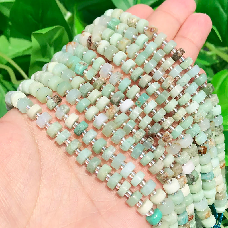6*4mm Sunstone Amazonite Aquamarine Quartz Beads DIY Bracelet 7.5in