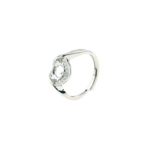 6.5MM Round Bezel Heart Shape Rose Plated 925 Sterling Silver Prong Ring Setting