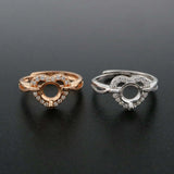 6.5MM Round Bezel Heart Shape Rose Plated 925 Sterling Silver Prong Ring Setting