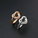 6.5MM Round Bezel Heart Shape Rose Plated 925 Sterling Silver Prong Ring Setting