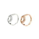 6.5MM Round Bezel Heart Shape Rose Plated 925 Sterling Silver Prong Ring Setting