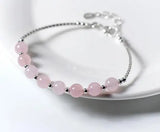 6.5mm Rose Quartz Stone Bangle Cuff Bracelet