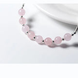 6.5mm Rose Quartz Stone Bangle Cuff Bracelet