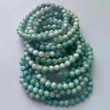 6.5mm Natural Larimar Beads Bracelet Round DIY Bangle for Women Men