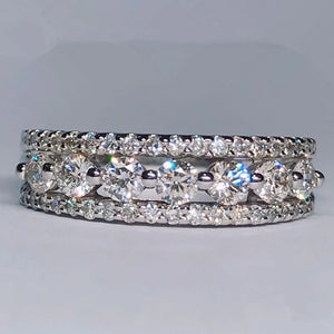 6.5mm Wide Silver Zirconia Bridal Wedding Ring for Women