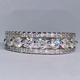6.5mm Wide Silver Zirconia Bridal Wedding Ring for Women