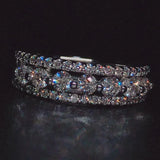 6.5mm Wide Silver Zirconia Bridal Wedding Ring for Women