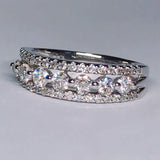 6.5mm Wide Silver Zirconia Bridal Wedding Ring for Women