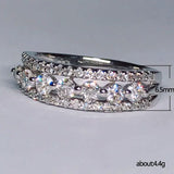 6.5mm Wide Silver Zirconia Bridal Wedding Ring for Women