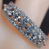 6.5mm Wide Silver Zirconia Bridal Wedding Ring for Women