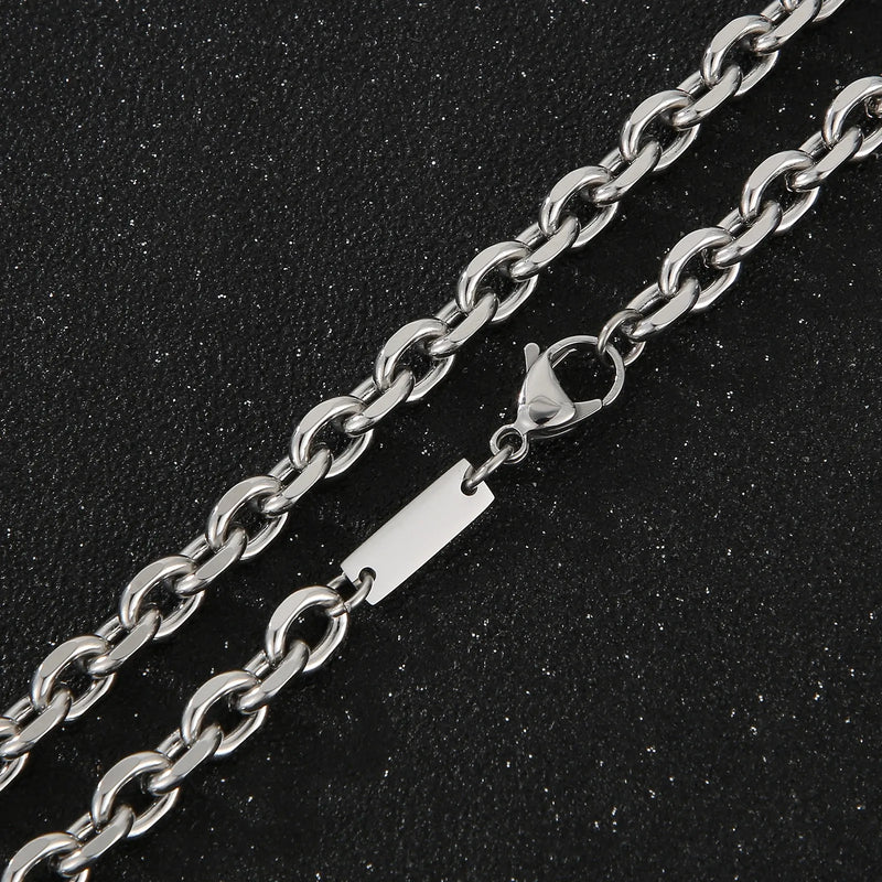 Square Chain Necklace Stainless Steel Polished O-Chain Link