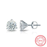 6/7/8MM Round 3-Prong Lab Diamond Earrings For Women 925 Silver Studs