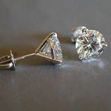 6/7/8MM Round 3-Prong Lab Diamond Earrings For Women 925 Silver Studs