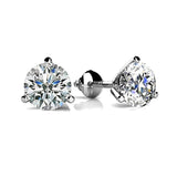 6/7/8MM Round 3-Prong Lab Diamond Earrings For Women 925 Silver Studs