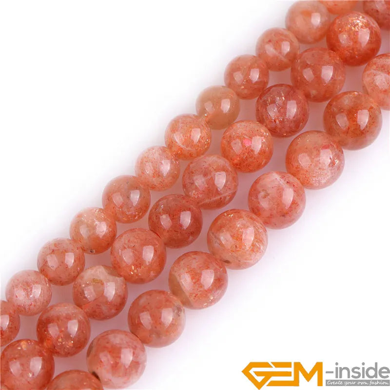 Sunstone Round Natural Stone Beads 15inch
