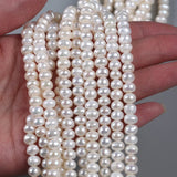 6-7mm Natural Fresh Water Button Pearl with Centre Hole