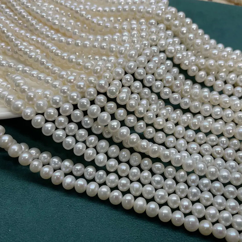 6-7MM 66Pcs/Strand Nearly Round AA+ Freshwater Pearl Earrings Jewelry Beads