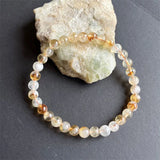 6-7MM Citrine Bracelet Vintage Yellow Stone Bead Hand Row Gemstone