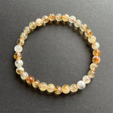 6-7MM Citrine Bracelet Vintage Yellow Stone Bead Hand Row Gemstone