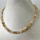 6-7MM Brazil Citrine Necklace Snow Yellow Bead Gemstone Jewelry