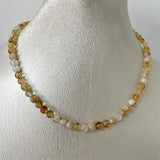 6-7MM Brazil Citrine Necklace Snow Yellow Bead Gemstone Jewelry