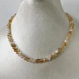 6-7MM Brazil Citrine Necklace Snow Yellow Bead Gemstone Jewelry