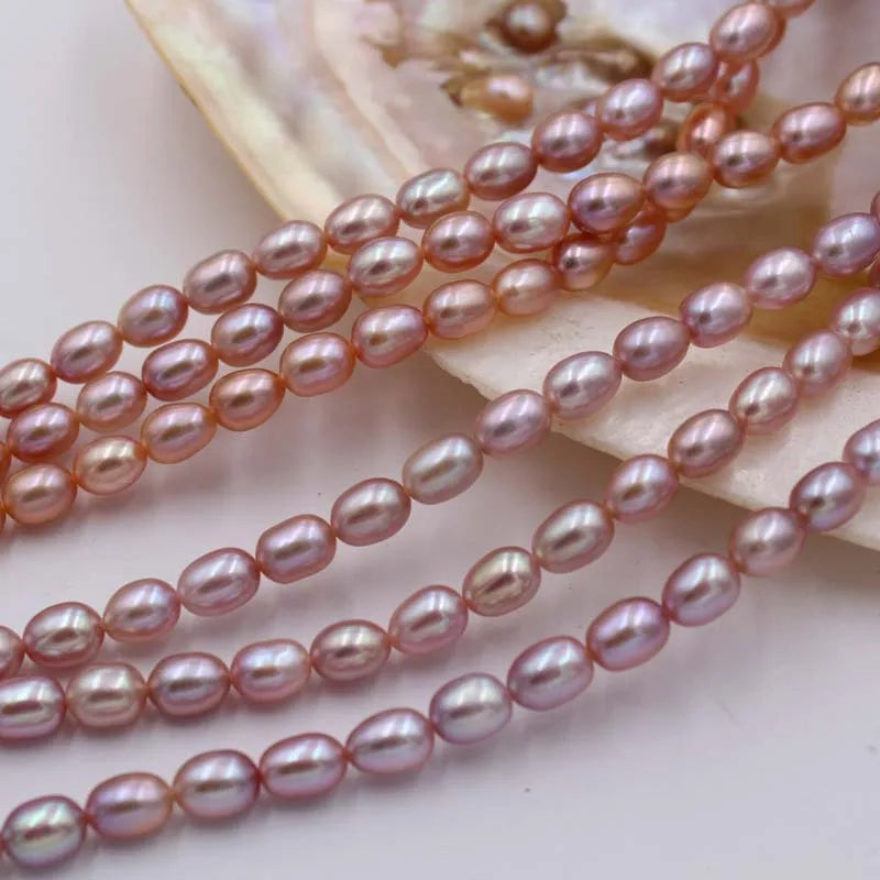 6-7mm AA Small Rice Oval Baroque Pearl Beads Loose Strand