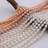 6-7mm AA Small Rice Oval Baroque Pearl Beads Loose Strand