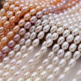 6-7mm AA Small Rice Oval Baroque Pearl Beads Loose Strand