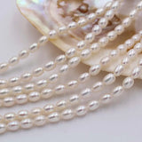 6-7mm AA Small Rice Oval Baroque Pearl Beads Loose Strand
