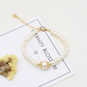 6-7mm Freshwater Pearl Bracelet Baroque Pearls Beaded Bangle Chain Women Jewelry