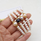 6-7mm Freshwater Pearl Bracelet Baroque Pearls Beaded Bangle Chain Women Jewelry