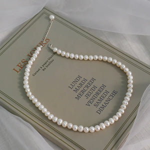 Freshwater Pearl Necklace 925 Silver Clavicle Chain Female