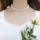 Freshwater Pearl Necklace 925 Silver Clavicle Chain Female