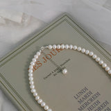 Freshwater Pearl Necklace 925 Silver Clavicle Chain Female