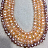 6-7mm Natural Freshwater Pearl Oval Pink Purple Semi-finished Beads