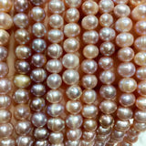 6-7mm Natural Freshwater Pearl Oval Pink Purple Semi-finished Beads