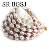6-7mm Pink Purple Freshwater Pearl Bracelet 7 inch
