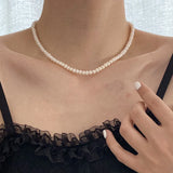 6-7mm Pearl Chain Choker Necklace Vintage Wedding Jewelry