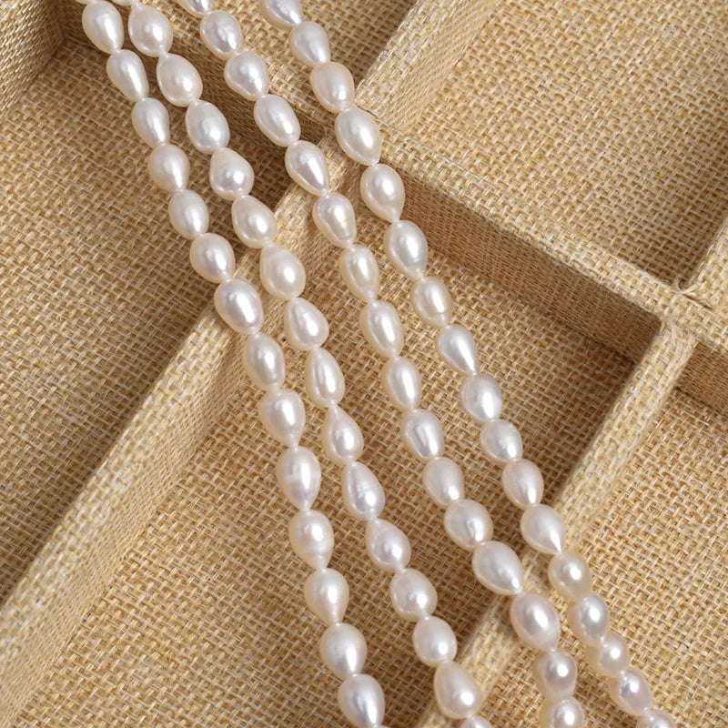 6-7mm Rice Beads Natural Freshwater Pearl Baroque Drop-Shaped DIY Loose Bead