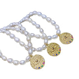 6-7mm Freshwater Pearl Collar Chain Elegant Coin Pendant Necklace