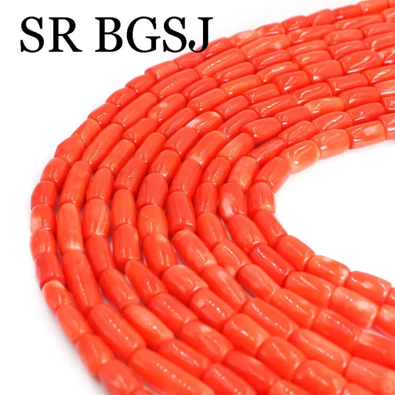 Orange Coral Spacer Beads 6-7x11-14mm for Jewelry Making
